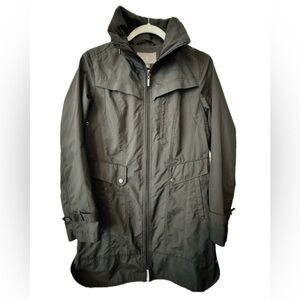 Cole Haan Hooded Rain Jacket Black Size Small Lightweight Travel Coat